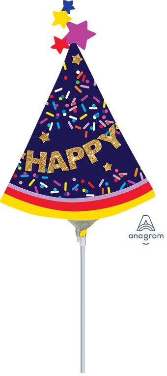 Party Hat Balloons - 5-Pack - Image 1
