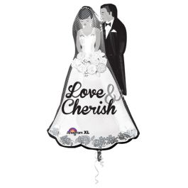 Love & Cherish Bridal Couple Foil Balloon 34 Inch - Image 1