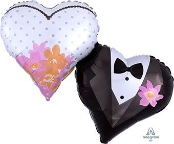 Heart Balloon 30 Inch Wedding Couple - Floral Foil Balloons - Image 1