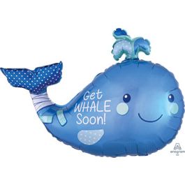 Blue Whale Foil Balloon 34 Inch - Baby Shower Decor - Image 1