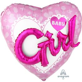 Pink Heart Balloon 36 Inch - Celebrate Baby Girl Foil - Image 1
