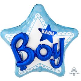 Blue Star & Letter Balloon Set - Baby Boy Decor - Image 1
