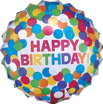 Happy Birthday Balloon 28" Foil - Rainbow Confetti - Image 1