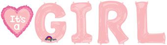 It's a Girl Balloon Letters - Pink Foil - Image 1