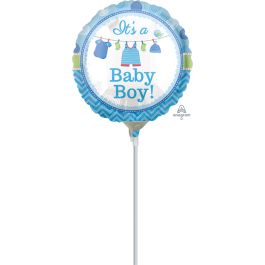 Blue Round Balloon 9 Inch - It's A Boy Gender Reveal - Image 1