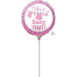 It's A Baby Girl! Foil Balloon 9 Inch - Pink Celebration - Image 1
