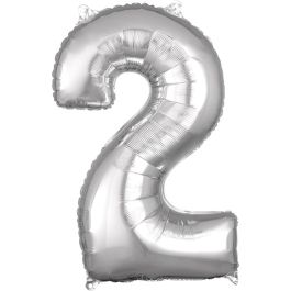 Silver Number 2 Foil Balloon 26 Inch - Image 1