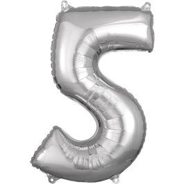 Silver Number 5 Foil Balloon 26 Inch - Image 1
