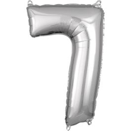 Silver Foil Balloon Number 7 - Large Shaped 26 Inch - Image 1