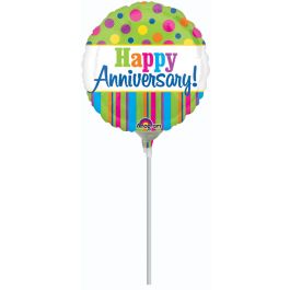 Happy Anniversary Foil Balloon 9 Inch - Multi Color - Image 1