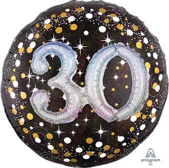 30th Birthday Balloon 36" Sparkling Holographic - Image 1