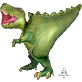 Green Dinosaur T-Rex Foil Balloon 36 Inch - Party Decoration - Image 1