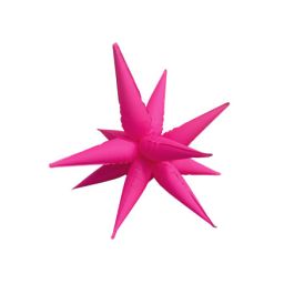Neon Pink Starburst Foil Balloon 26 Inch - Party Pack - Image 1