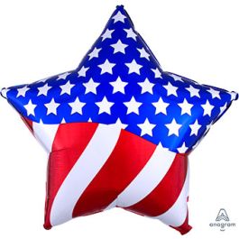 American Flag Star Balloon 28 Inch Patriotic Foil Decoration - Image 1
