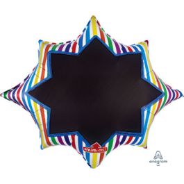 35" Write-On Star Balloon - Blackboard Stripes - Image 1