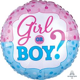 Girl or Boy Gender Reveal Balloon 18 Inch Foil - Pink Blue - Image 1