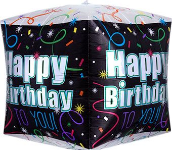 Happy Birthday Cube Balloons - 3-Pack - Image 1