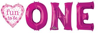 Pink 'Fun to Be One' Balloon 3-Pack - Image 1