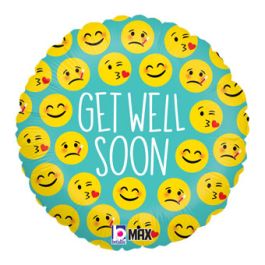 Blue Get Well Emoji Balloon 9 Inch - Happy Recovery Decor - Image 1