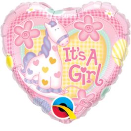 It's A Girl Soft Pony Foil Balloon 9 Inch - 5-Pack - Image 1