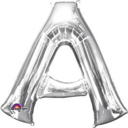 Silver Foil Letter A Balloon - Large Shape Decoration - Image 1