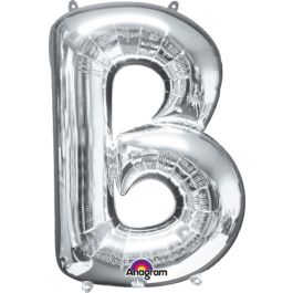 Silver Letter B Foil Balloon 34 Inch - Large Shape - Image 1