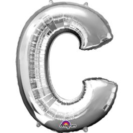 Silver Letter C Foil Balloon - Large Party Decoration - Image 1