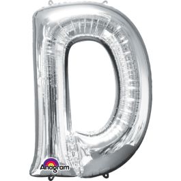 Silver Letter D Foil Balloon 33 Inch Decoration - Image 1