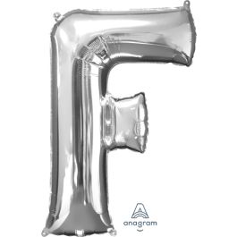 Silver Letter F Foil Balloon - Large Decorative Party Decor - Image 1