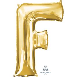 Gold Letter F Foil Balloon - Large Shape Decoration - Image 1