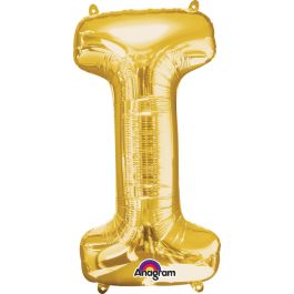 Gold Letter I Foil Balloon 32 Inch - Large Shape - Image 1