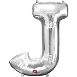 Silver Letter J Foil Balloon 33 Inch Decoration - Image 1
