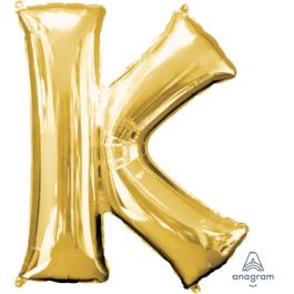 Gold Letter K Foil Balloon - Large Shape Decoration - Image 1