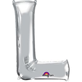 Silver Letter L Foil Balloon 32 Inch - Image 1