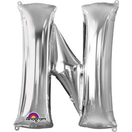 Silver Foil Letter N Balloon - Large Shape - Image 1