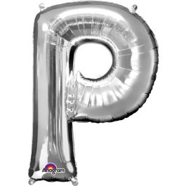 Silver Foil Letter P Balloon 32 Inch Large Shape - Image 1