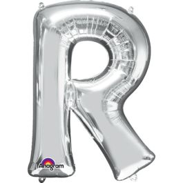 Silver Letter R Foil Balloon 32 Inch - Image 1