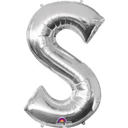 Silver Letter S Foil Balloon - Large Shape Decoration - Image 1