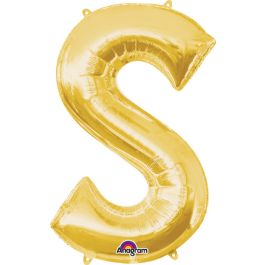 Shiny Gold Letter S Foil Balloon Decoration - Image 1