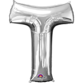 Silver Letter T Foil Balloon 32 Inch - Image 1