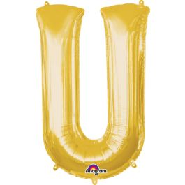 Gold Letter U Balloon 33 Inch Foil Party Decoration - Image 1
