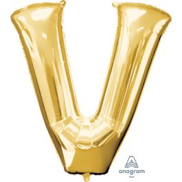 Gold Letter V Foil Balloon 32 Inch - Image 1