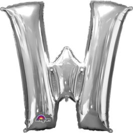 Silver Letter W Foil Balloon 33 Inch - Image 1