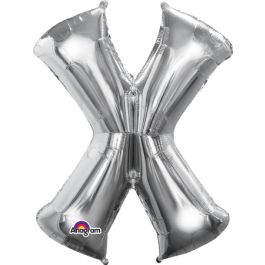 Silver Letter X Foil Balloon 35 Inch - Image 1