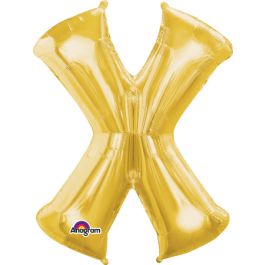 Gold Letter X Foil Balloon - Large Shape Decoration - Image 1