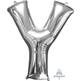 Silver Letter Y Foil Balloon - Large Initial Decoration - Image 1