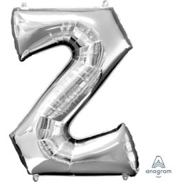 Silver Letter Z Foil Balloon - Large Shape Party Decor - Image 1