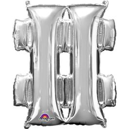 Silver Hashtag Symbol Balloon - Large Foil Decoration - Image 1