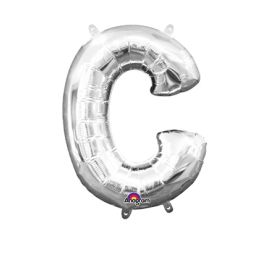 Silver Letter C Foil Balloon - Single Piece Decor - Image 1