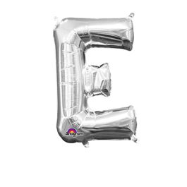 Silver Letter E Foil Balloon - Single Unit Decoration - Image 1